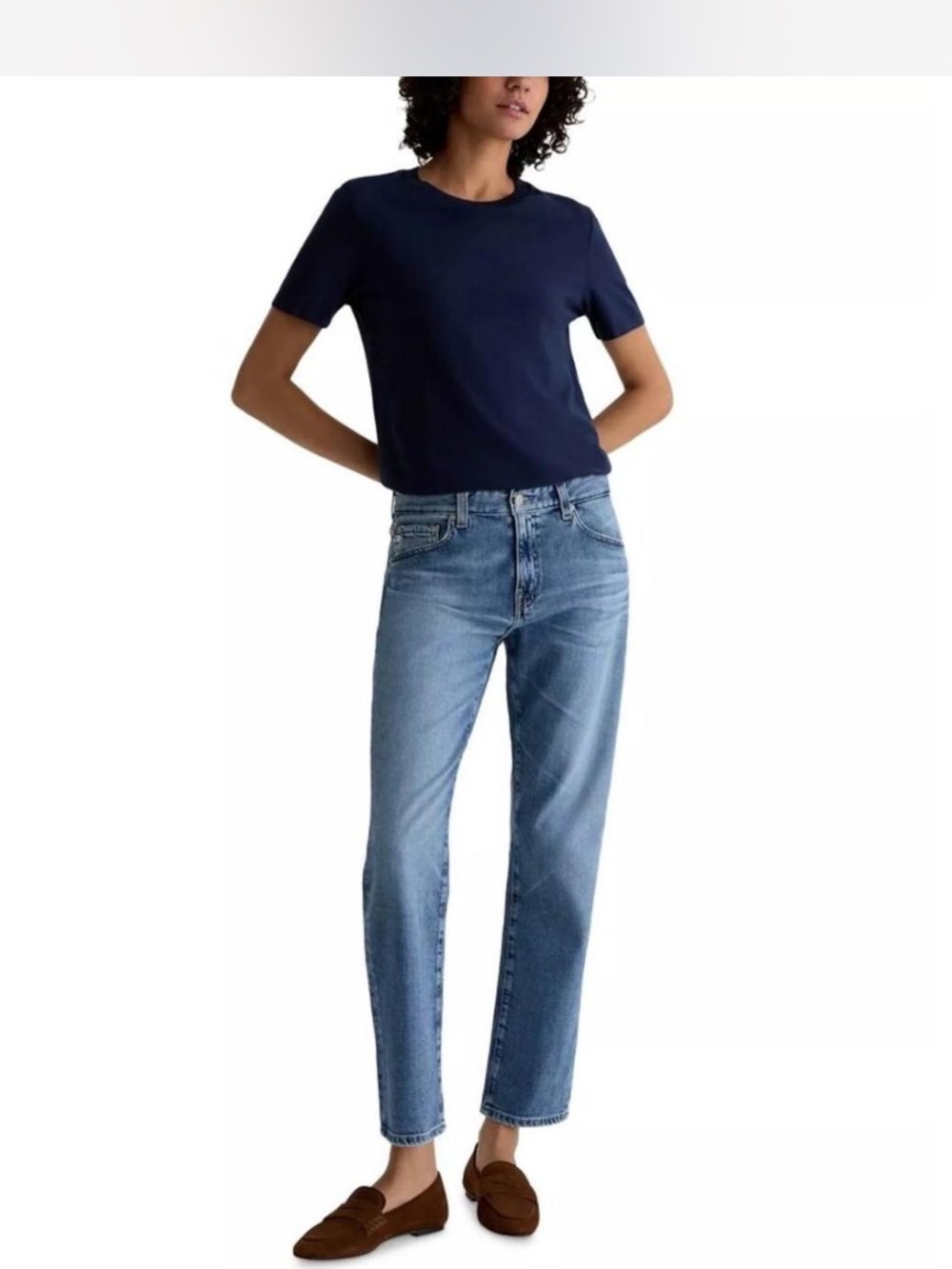 AG Ladies Ex Boyfriend Slim Slouchy Blue Straight-Leg Jeans. Size 28